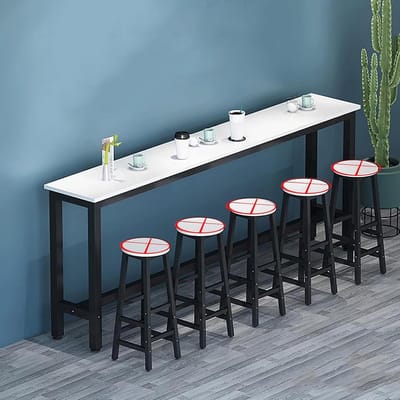 Moderne Bartafel - Hoge Tafel - Ontbijten en Dineren - Faux Marmeren Blad - 120x40x100CM - Wit
