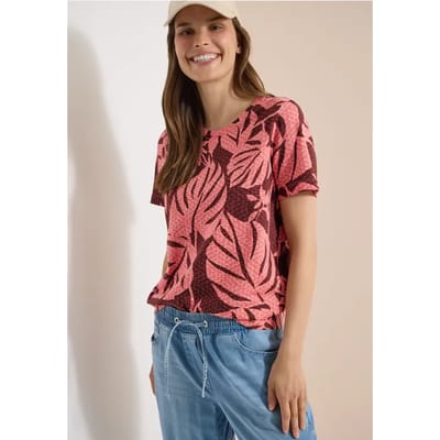 Shirt met ronde hals en bladprint