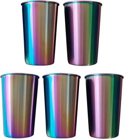 Set van 5 RVS Bekers 500ml Stapelbaar - Metalen Drinkbekers voor Camping en Outdoor