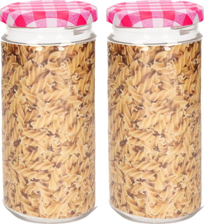 Plasticforte Weckpot/inmaakpot Classic - 2x - 550ml - kunststof - draaideksel - roze - D7 x H16 cm