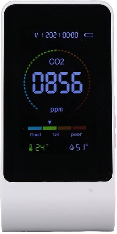 CO2 Monitor - Luchtkwaliteit Sensor - Binnenklimaat Controleren - 3-in-1 Meting - 14 cm - Zwart