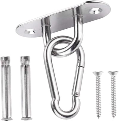 Plafondhaken Ophangset - Hangmat Hangers - Hangstoel Bevestigen - 360 Graden Rotatie - 10 x 8 x 3.6 cm - Wit