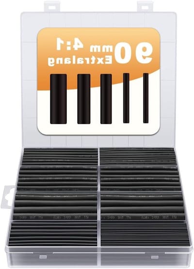 Waterdichte Warmtekrimp Tubing Set van 90 mm met Lijm, 5 Maten, 100 Stuks voor Kabelbescherming en Isolatie