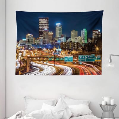 ABAKUHAUS City of Pittsburgh Tapijt, Spits uur, Woonkamer Slaapkamer Wanddoek Zijdezacht Satijn Tapijt, 200 x 150 cm, Meerkleurig