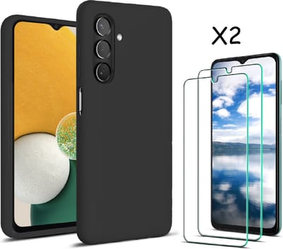 Hoesje Geschikt Voor Samsung Galaxy A13 5G / A04s hoesje silicone soft back cover - met Screenprotector 2 PACK – Zwart