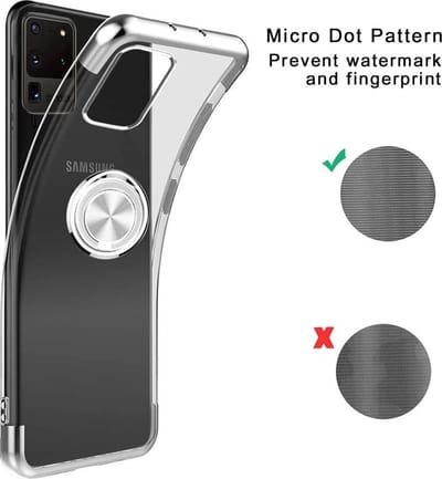 Hoesje Geschikt Voor Samsung Galaxy S20 hoesje silicone - S20 case - Hoesje Geschikt Voor Samsung Galaxy s20 hoesje anti shock met Ringhouder - Hoesje Geschikt Voor Samsung Galaxy S20 Hoesje Transparant / Zliver