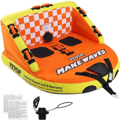 Trekbare Buis voor Bootvaren, 1-2 Personen Opblaasbare Trekbare Buis met Dekstoelen en Rugleuning, 340 lbs Watersport Buis om door Boot te Trekken, Volledig Nylon