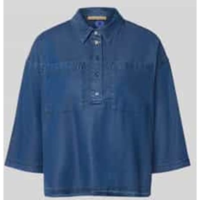 relaxed fit blouse van lyocellmix met polokraag