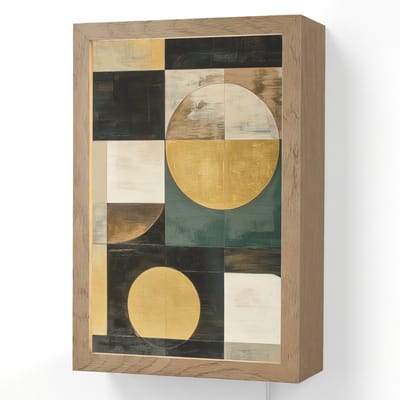 Wandlamp 20x30 cm - Oplaadbaar - Abstract - Goud - Brons - Vormen - Geometrisch - Wandlampen binnen woonkamer - Slaapkamer lamp met kabel - Decoratieve nachtlamp - Vloerlamp snoer