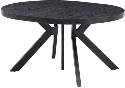 Vente-unique Uitschuifbare eettafel voor 6 tot 12 personen, gemaakt van MDF en staal - Zwart - KOMONI