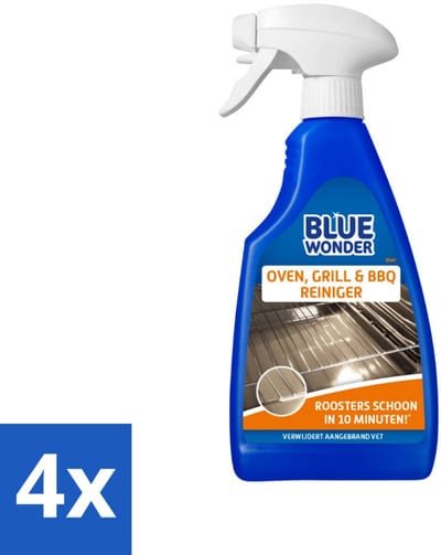 4 x Blue Wonder Oven & Grillreiniger 500 ml - Ovenreiniger - Grillreiniger - Vetverwijderaar - Schoonmaakmiddel - Biologisch Afbreekbaar