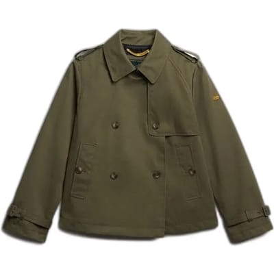 Superdry Korte Trenchcoat Green Grootte: 36
