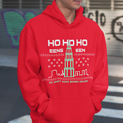Foute Kerst Hoodie Rood Ho Ho Ho Eens Eem - Er Gaat Niks Boven Grunn XS - Uniseks Pasvorm - Kerstkleding Voor Dames & Heren