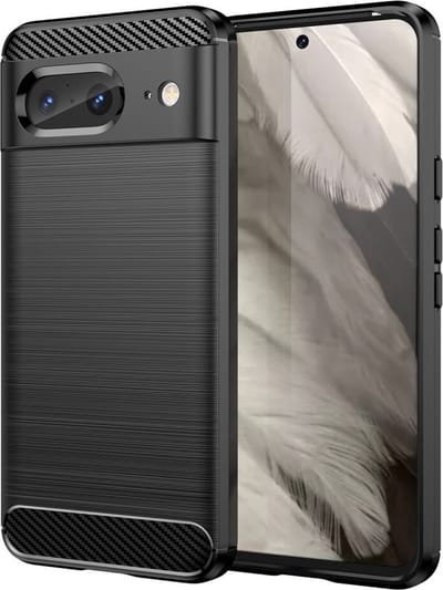 Geborsteld TPU Hoesje Geschikt voor Google Pixel 8 | Beschermhoes | Back Cover | Flexibel TPU | Stijlvol Carbon | Dun | Zwart