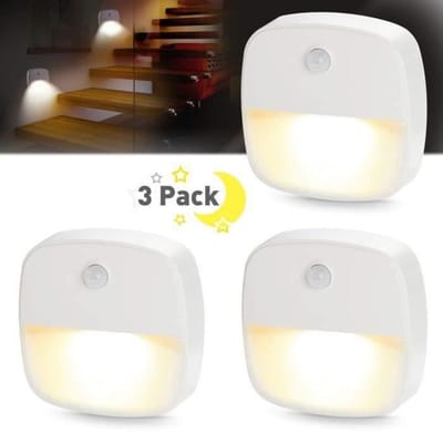 JW17205-Veilleuse Murale LED Détecteur de Mouvement, Capteur de Lumière, [Pack de 3] Éclairage Intérieur pour Chambre de Bébé Salo