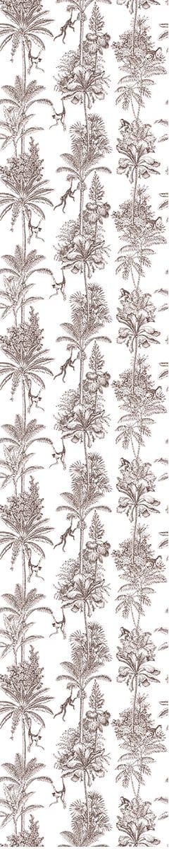 Voorgelijmd vliesbehang - TROPISCHE VINTAGE PALMBOMEN WIT EN BRUIN - 1 rol van 300x60cm