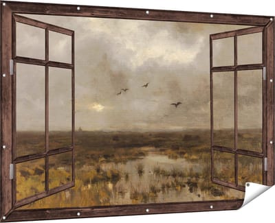 Gards Tuinposter Doorkijk Het Moeras - Anton Mauve - 180x120 cm - Tuindoek - Tuindecoratie - Wanddecoratie buiten - Tuinschilderij
