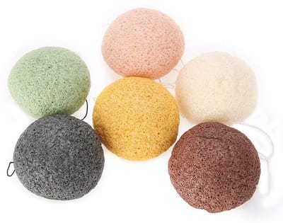 Dailygoods- Konjac Spons Set van 6 - Natuurlijke Reinigende Sponsen - Exfoliërende Gezichtsspons - Huidmassage Gereedschap - Veilig voor Vette Huid - Organisch en Pure Ingrediënten