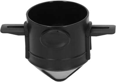 QTTVBTNA -Herbruikbare koffie dripper – Roestvrijstalen kegel koffiefilter met opvouwbare houder, papierloos, 1-2 kopjes – ideaal voor thuis, kantoor, reizen en kamperen (zwart)
