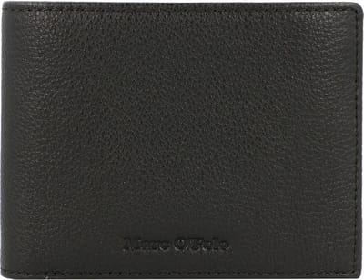 Marc O'Polo Leren Portemonnee Pete Wallet With Flap Black Zwart