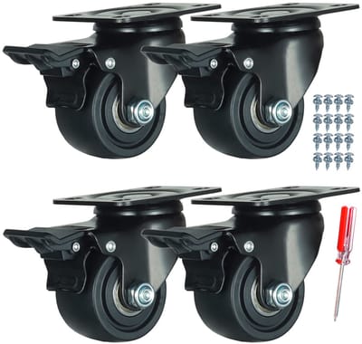 Set Zwenkwielen - Robuuste Wielen - Industrieel Transport - Niet-Markerende Rem - 63 cm