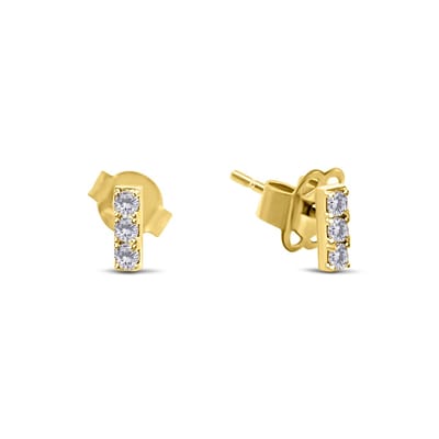 New Bling 9NBSAM-G230234 Gouden Oorknopjes met Zirkonia Balkje - 4,7x1,5mm - 14 Karaat - Goud