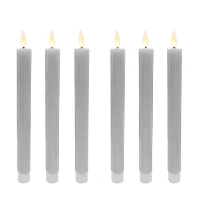 LED dinerkaarsen - 6 stuks - lichtgrijs