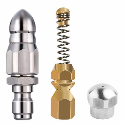 Dailygoods - 3 stuks hogedrukreiniger kanaalspoelmondstuk, afvoermondstuk, roestvrij staal vast kanaalmondstuk, vast kanaalbuisreinigingsmondstuk, buisreinigingsmondstuk, voor 1/4 inch