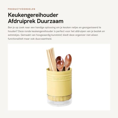 Dailygoods- Keukengereihouder rond - Afdruiprek organizer - Kunststof - Voor bestek/eetstokjes - Duurzaam - Afvoerend design - Bestekhouder