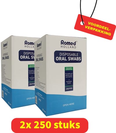 Romed Mondverzorgingsswabs - tegen een droge mond - 2 x 250 stuks - Voordeelverpakking