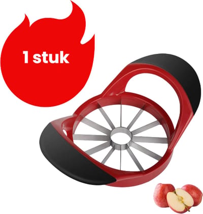 1stuk- roestvrijstalen fruitsnijder- appelsnijder-fruitverdeler en appelschaaf -rood