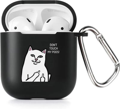 Zachte TPU Beschermhoes met Patroon en Karabijnhaak voor AirPods 1 en 2 Generatie