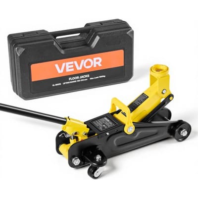 VEVOR Low-Profile Trolley Jack & 360° wielen, 1,5 t hefvermogen, snelwerkende pomp met enkele zuiger, 13-31 cm hefhoogte, hydraulische krik voor sportwagens en sedans, geel + zwart