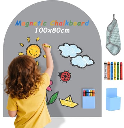 Allero Magnetische Muursticker - Zelfklevend Wandbord - Grijs - 3-in-1 - Schrijfbord - Magnetisch Bord - Wandsticker Boog