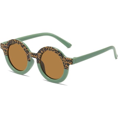 Nouveaux Lunettes de Soleil Coréennes pour Enfants Filles Monture Ronde Protection UV Mode Polyvalentes Lunettes de Soleil pour Bébés brown