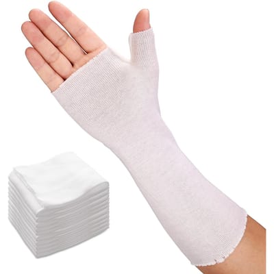 Manchon de poignet élastique Velpeau en jersey pour la protection de la peau Réduit la friction Chaussettes pour mains respirantes Pour attelle 10 pièces S blanc