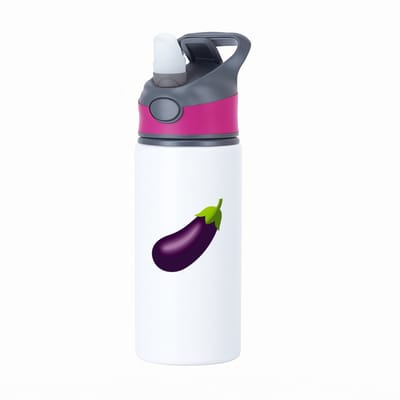 Hacebo® - Aubergine waterfles met rietje roze - Groente - Groente liefhebbers - Vruchtgroente - gezond eten - voedsel - water fles - 650ML