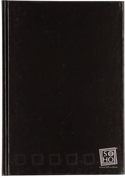 Soho Notitieboek - zwart - A4 formaat - gelinieerd met kantlijn - harde kaft schrift - lijntjes - schoolschrift - kantoorboek