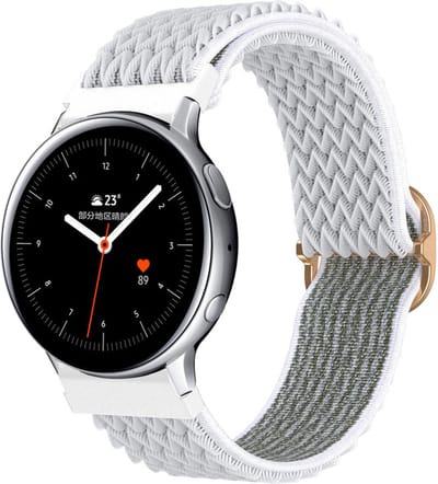 Cadorabo Nylon bandje met metalen sluiting 22mm geschikt voor Samsung Galaxy Gear S3 / Gear 2 in WIT - Vervangingsmanchet geschikt voor Huawei Watch GT geschikt voor Watch 2 Pro geschikt voor Ticwatch Pro enz.