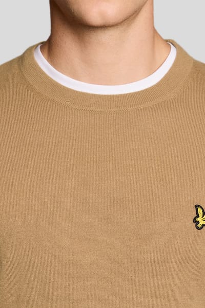 Lyle & Scott Cotton Merino Crew Neck Jumper Tigers Eye Size: S | Sweaters Outlet | Heren |