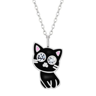 WeLoveSilver - zilveren ketting - meisjes - kattenhanger - kristalogen