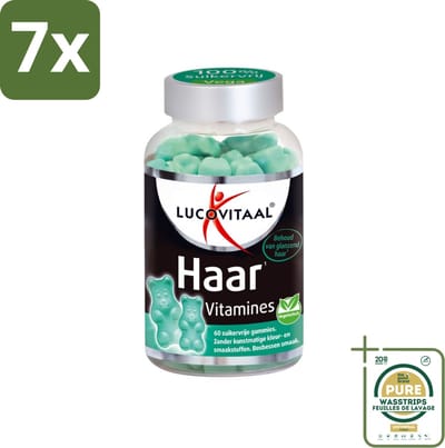 7 x Lucovitaal - Supplement - Haar Vitamines - Suikervrij - Bosbessen Smaak - 60 Gummies - Grootverpakking - Haar Vitamines - Haar Groei - Biotine - Zink - Suikervrije Gummies
