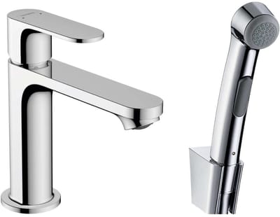 Hansgrohe Rebris s 1 greeps wastafelkraan - 110 bidette - handdouche en doucheslang - 160cm - zonder afvoer chro - hoogglans chroom