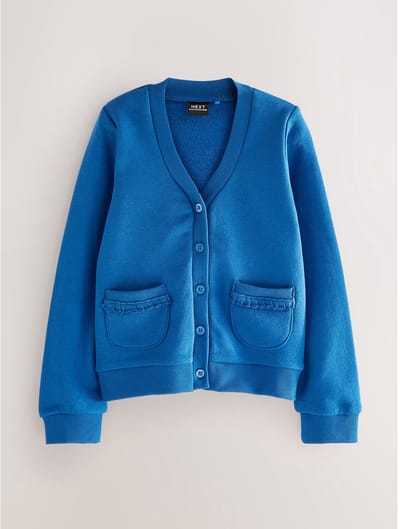 Next - Meisjes - Katoenrijk jersey schoolvest met zakken met ruches - Blauw
