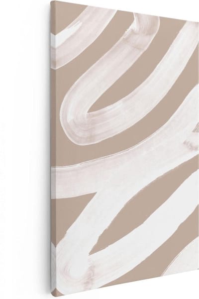 Artaza Canvas Schilderij Abstract Beige - 20x30 cm - Klein - Muurdecoratie Woonkamer - Wanddecoratie Boho - Kamer Accessoires