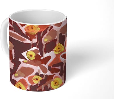 Mok - Koffiemok - Bruin - Retro - Vlinders - Dieren - Hippie - Mokken - 350 ML - Beker - Koffiemokken - Theemok