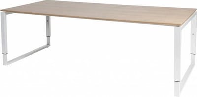 Vergadertafel - Verstelbaar - 220x100 Havana Kersen - wit frame
