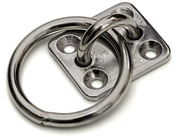 MUURPLAAT MET RING, 8MM, RVS steigerring / aanlegring