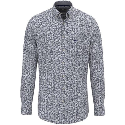Fynch-Hatton Overhemd Minimal Floral Pattern Button-Down Misty Blue / male