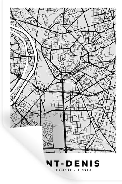 Muurstickers - Sticker Folie - Stadskaart - Frankrijk - Kaart - Saint-Denis - Plattegrond - 20x30 cm - Plakfolie - Muurstickers Kinderkamer - Zelfklevend Behang - Zelfklevend behangpapier - Stickerfolie
